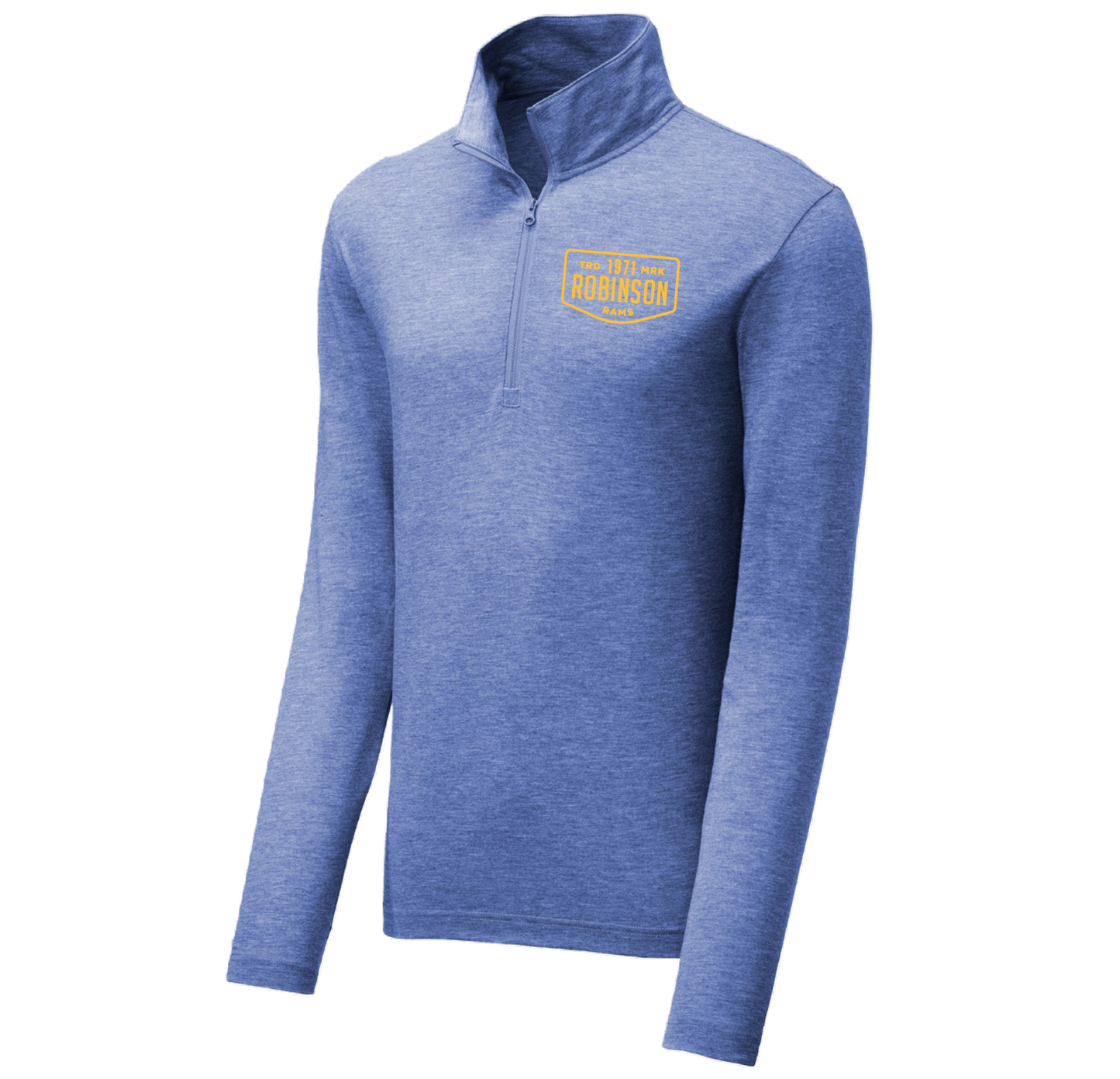 Embroidered 1/4 Zip Tri-Blend Pullover - Royal Heather