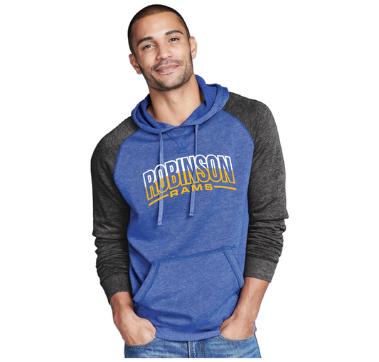 Hoodie - Lightweight Raglan Fleece Royal Heather/Charcoal Heather