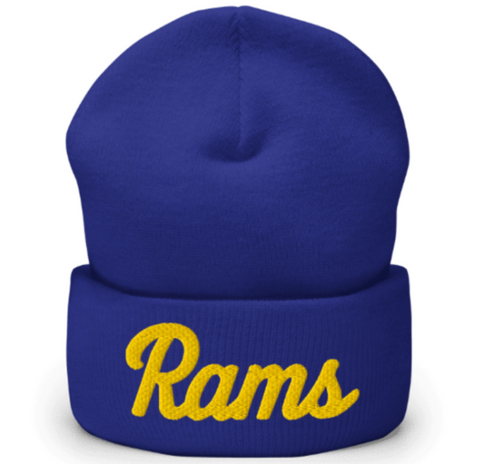 Unisex 3D Puff Embroidered Rams Cuffed Beanie