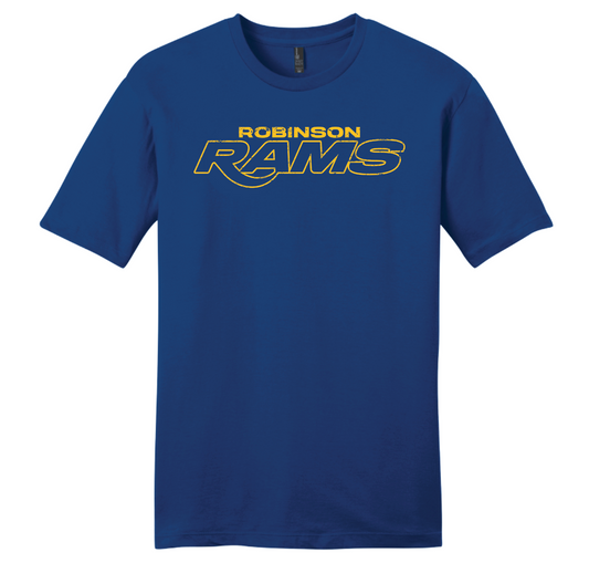 Tee - NEW Royal Blue Distressed Robinson Rams Logo