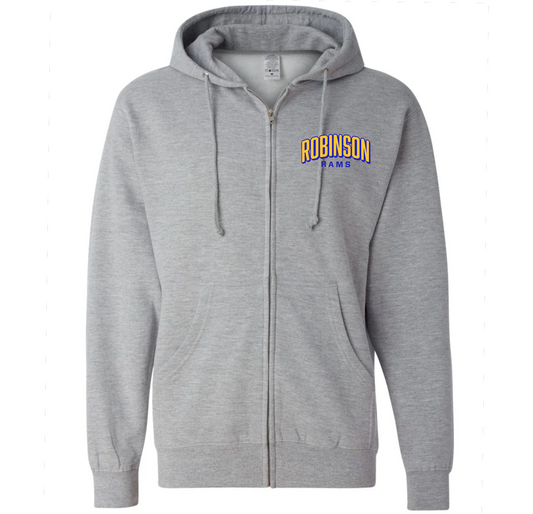 Embroidered Full-Zip Hoodie - Grey Heather